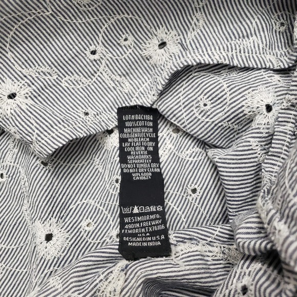 Rock & Roll Cowgirl Top Womens Large Blue Off Shoulder Long Sleeve - Picture 5 of 9